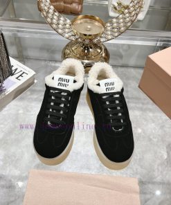 Miu Miu 24ss Thick Bottom Biscuit Bottom 24ss Spring/Summer New British Style Strap Up White Sh znan2fln