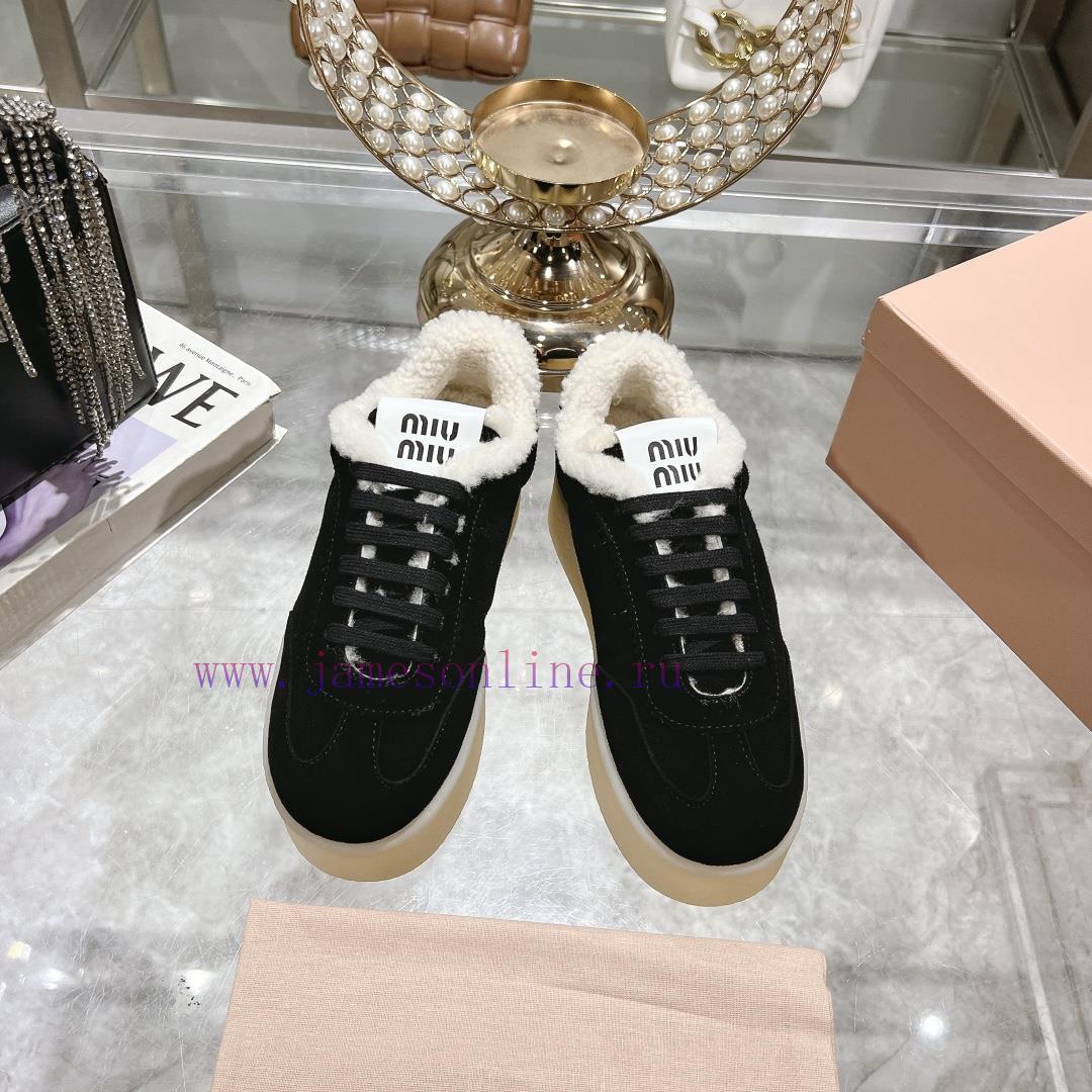 Miu Miu 24ss Thick Bottom Biscuit Bottom 24ss Spring/Summer New British Style Strap Up White Sh znan2fln