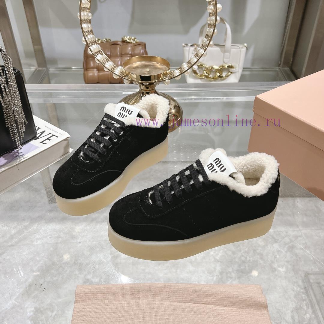Miu Miu 24ss Thick Bottom Biscuit Bottom 24ss Spring/Summer New British Style Strap Up White Sh znan2fln - Image 3