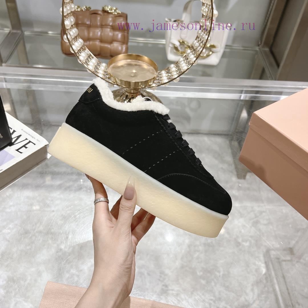 Miu Miu 24ss Thick Bottom Biscuit Bottom 24ss Spring/Summer New British Style Strap Up White Sh znan2fln - Image 4