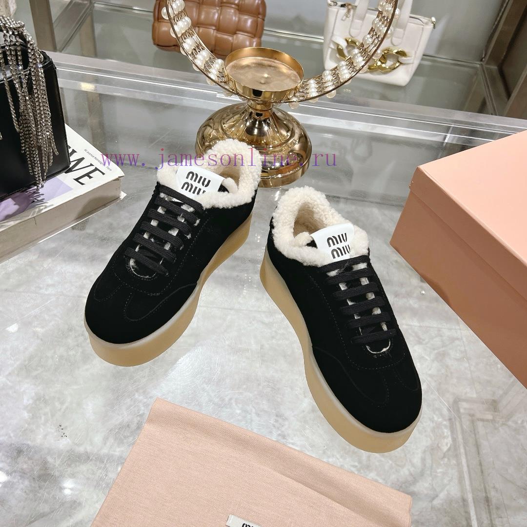 Miu Miu 24ss Thick Bottom Biscuit Bottom 24ss Spring/Summer New British Style Strap Up White Sh znan2fln - Image 5