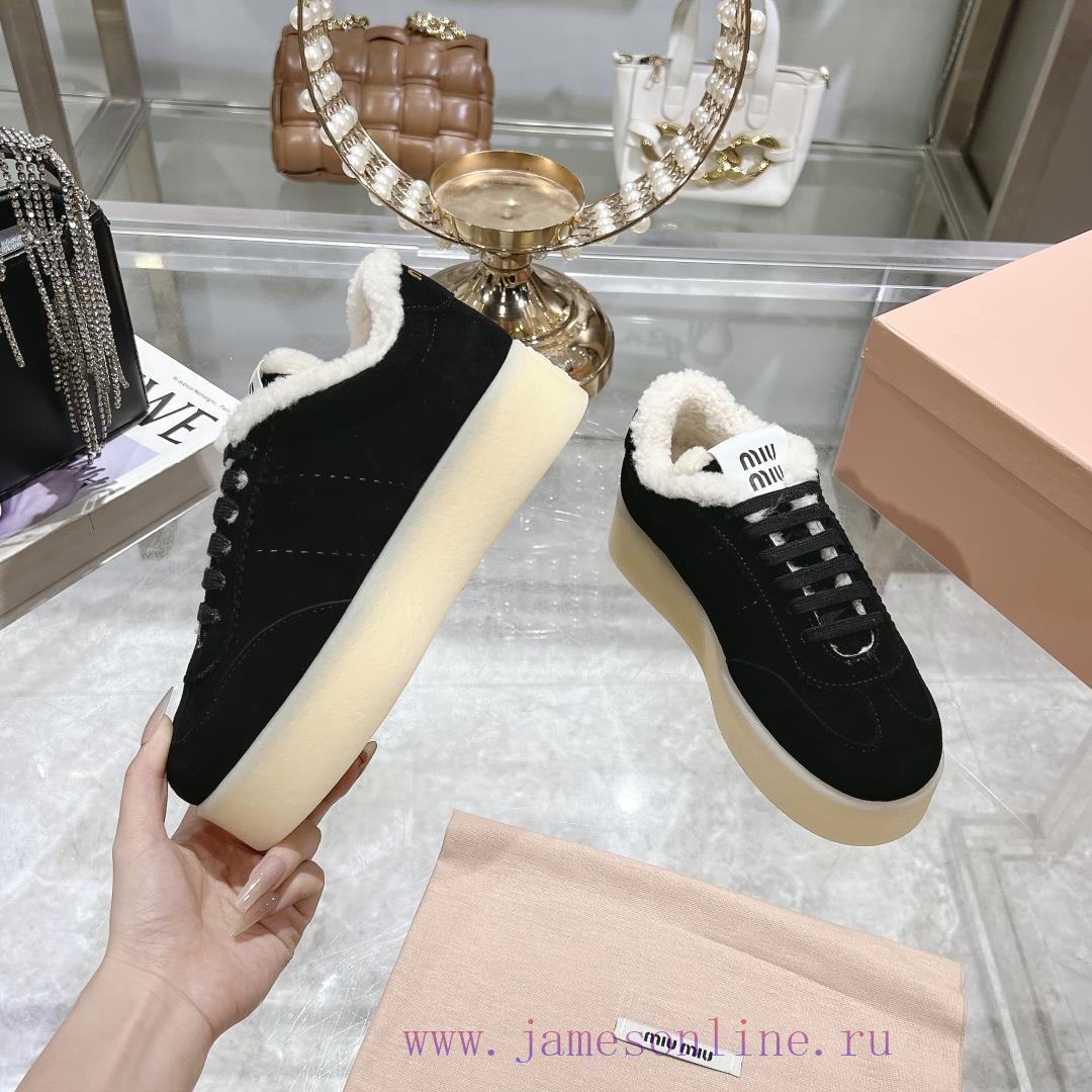 Miu Miu 24ss Thick Bottom Biscuit Bottom 24ss Spring/Summer New British Style Strap Up White Sh znan2fln - Image 6