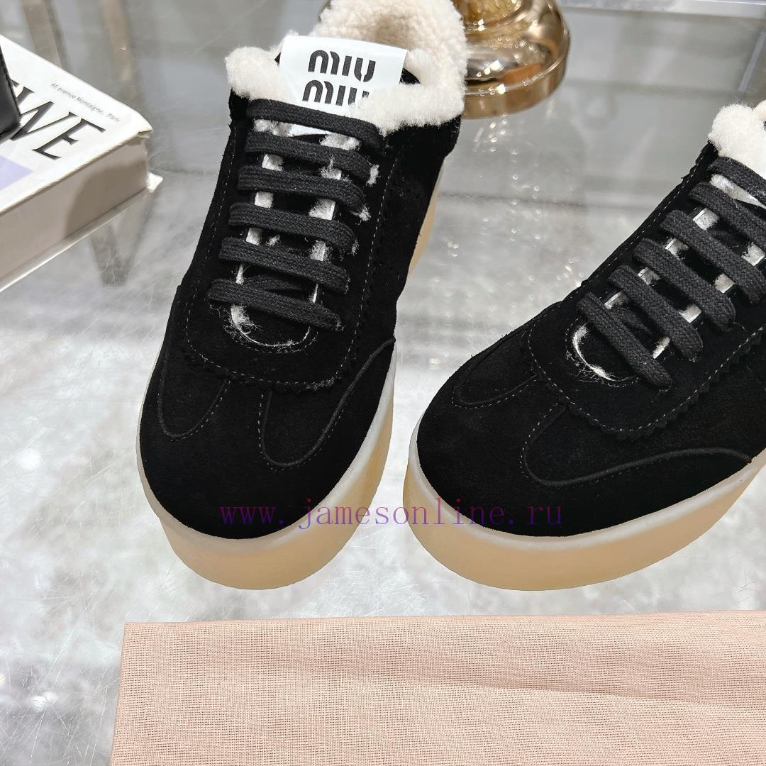 Miu Miu 24ss Thick Bottom Biscuit Bottom 24ss Spring/Summer New British Style Strap Up White Sh znan2fln - Image 8