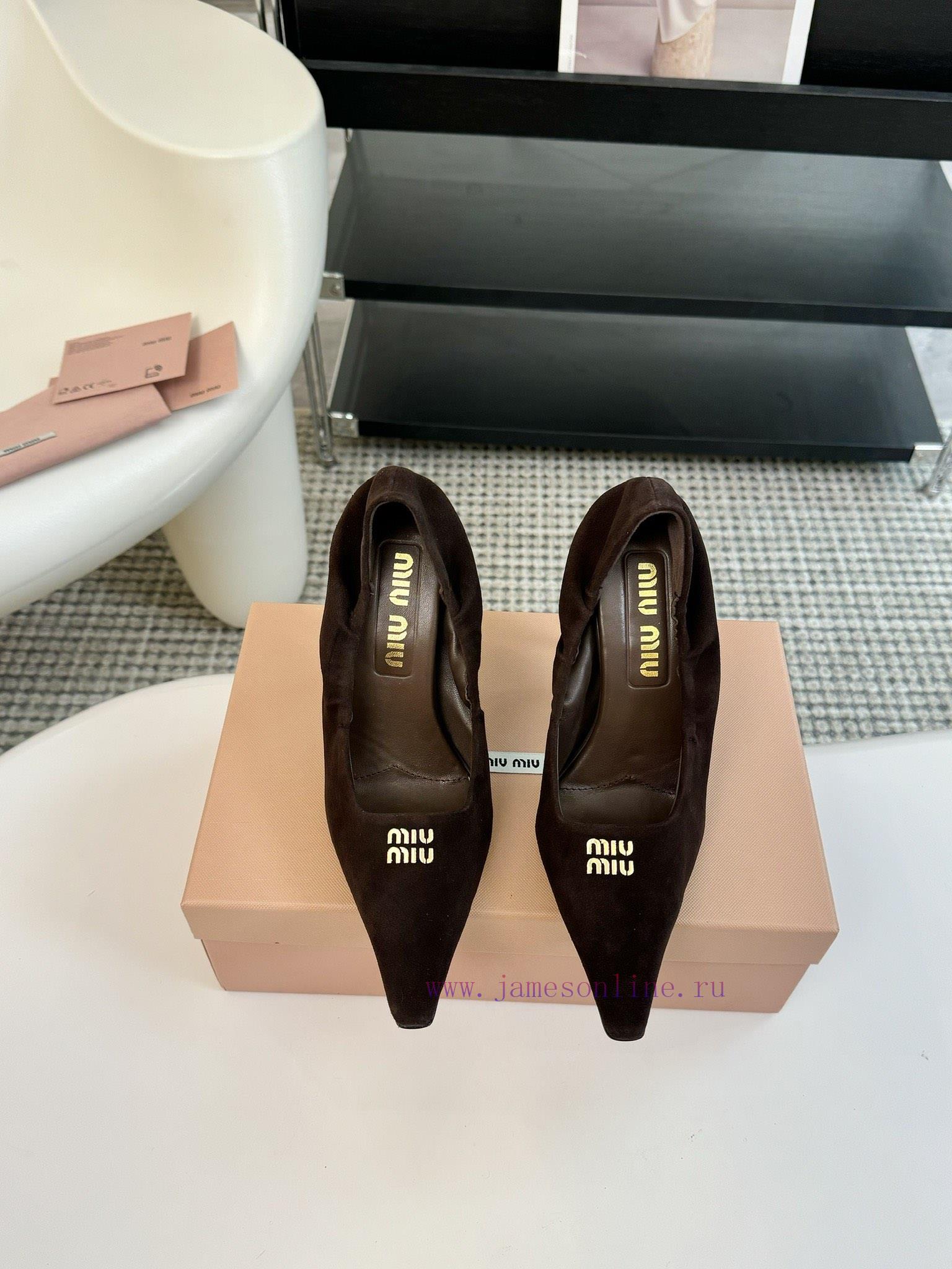 High HeelsMiu Miu 24ss Autumn And Winter Blok Small Square Toe LoafersThis Brock Shoe Features 6ux39o14 - Image 2