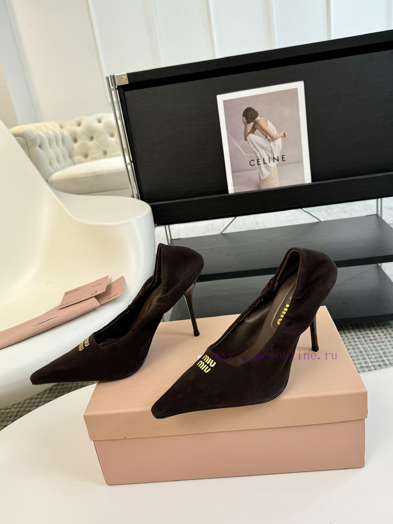 High HeelsMiu Miu 24ss Autumn And Winter Blok Small Square Toe LoafersThis Brock Shoe Features 6ux39o14 - Image 4