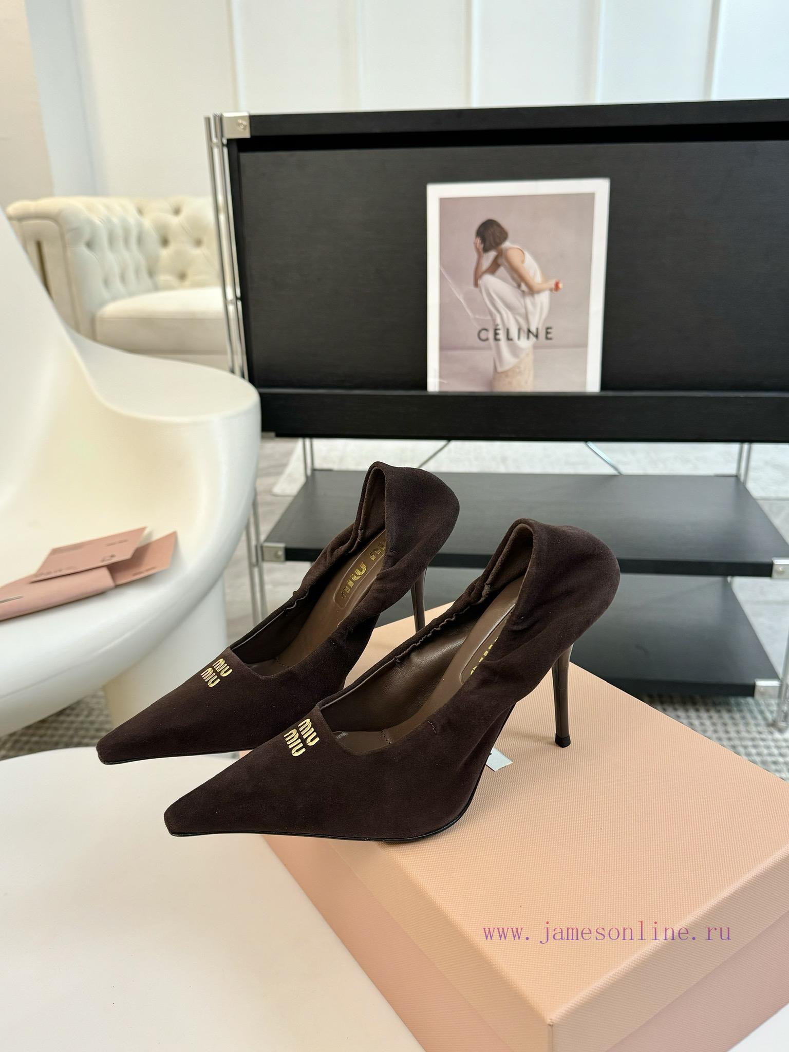 High HeelsMiu Miu 24ss Autumn And Winter Blok Small Square Toe LoafersThis Brock Shoe Features 6ux39o14 - Image 7