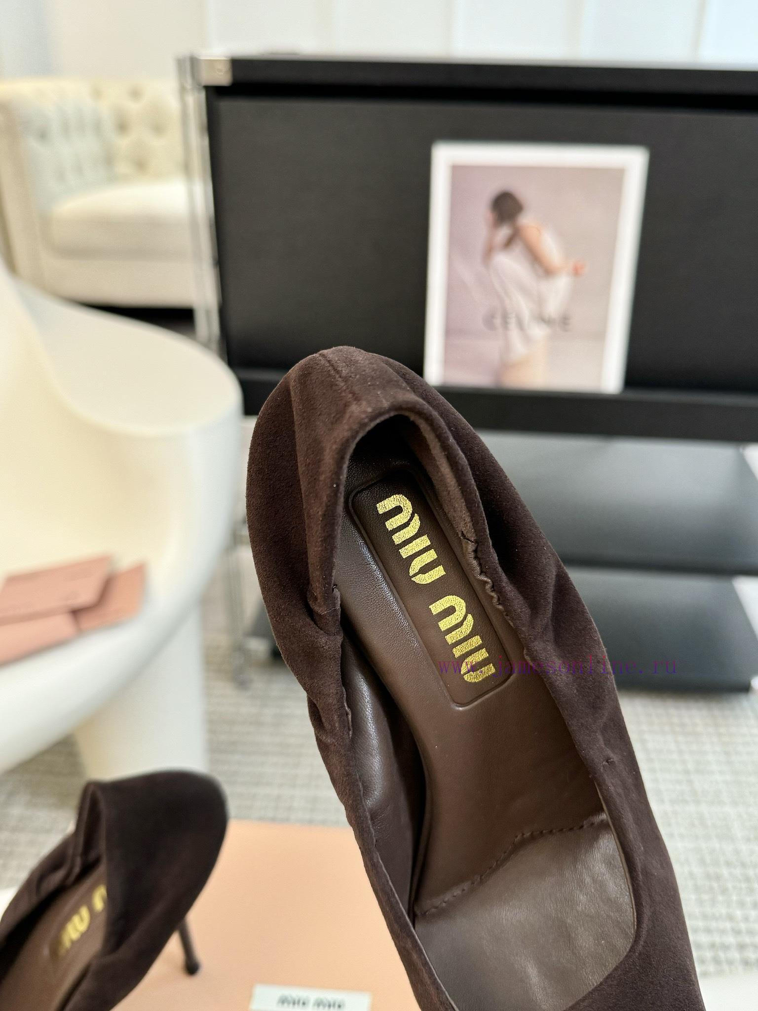 High HeelsMiu Miu 24ss Autumn And Winter Blok Small Square Toe LoafersThis Brock Shoe Features 6ux39o14 - Image 9