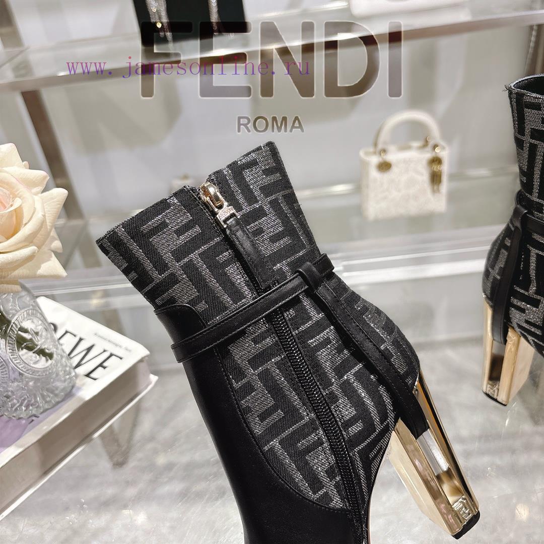 Genuine Leather Outsole2025 New Color 𝙁𝙀𝙉𝘿𝙄 | Delfina Leather High-heeled Short Boots〰 〰 〰 〰 37mry6st - Image 9
