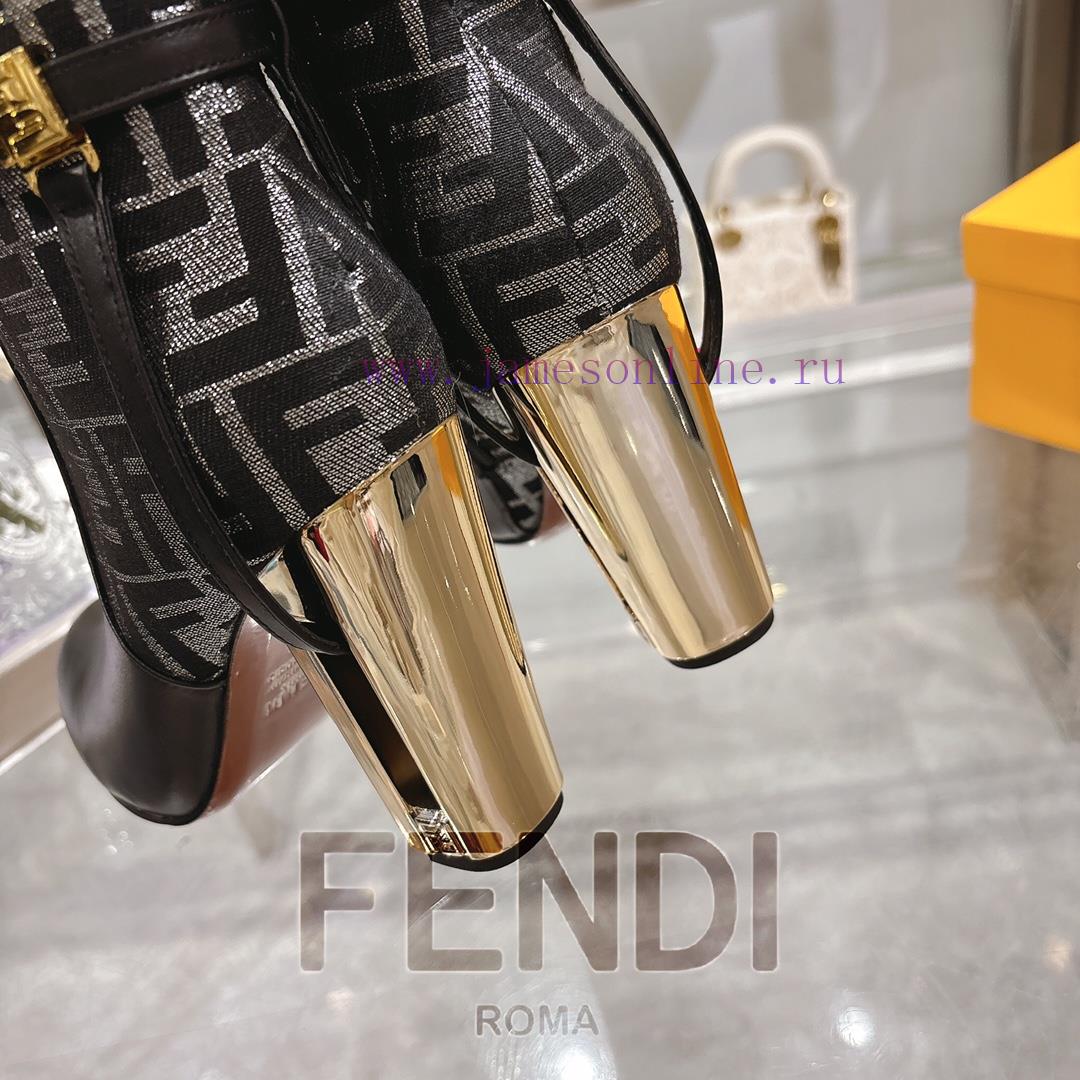 Genuine Leather Outsole2025 New Color 𝙁𝙀𝙉𝘿𝙄 | Delfina Leather High-heeled Short Boots〰 〰 〰 〰 37mry6st - Image 10