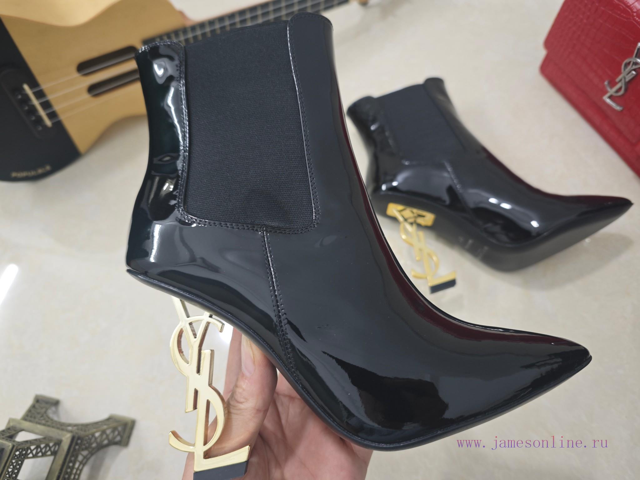 Saint Laurent High-heeled YSL Boots With 2024 Early Autumn Synchronization YSL Decoration Class 07x58cx4 - Image 5
