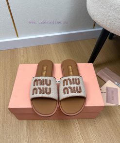 MiuMiu Miu | 2024 ˢˢMiu Miu 2024 Spring/Summer New Products Latest Explosive Letter Logo Slippe gq9mc3yy
