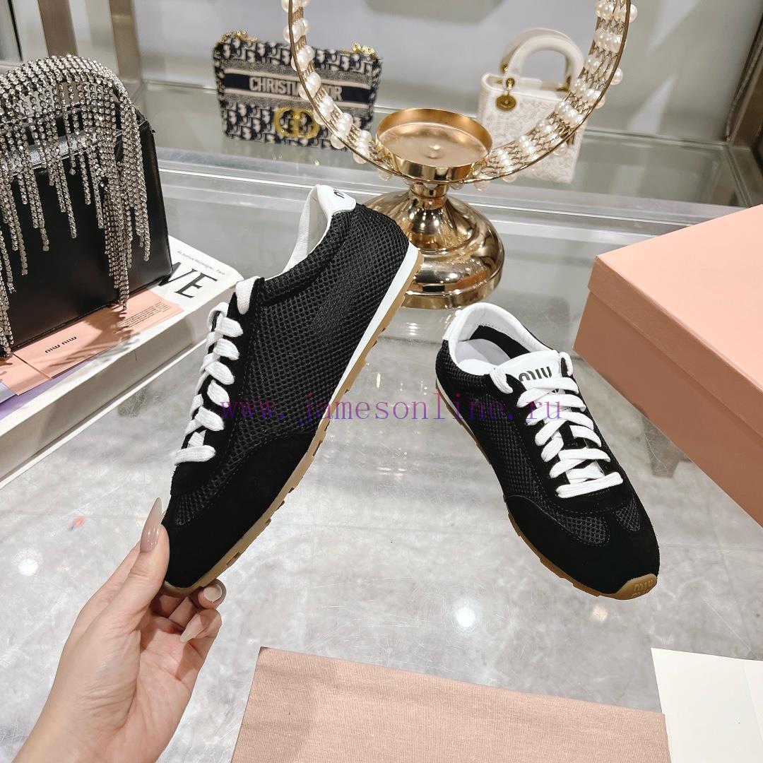 MiuMiu 25 Spring/Summer New Style Design Comfortable Splicing Mesh White Shoes Comfortable Brea 67jufvth - Image 3
