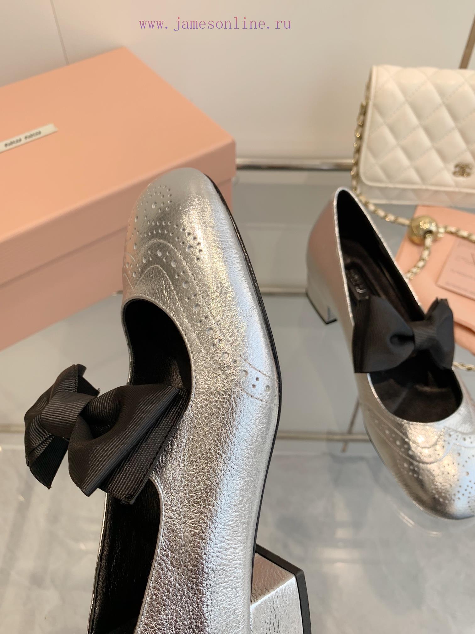 MIU MIU SS25 Early Spring Fashion Show New Coarse Heel Round Toe Mary Jane Bow Elastic Band Sin 4e17o0l7 - Image 8