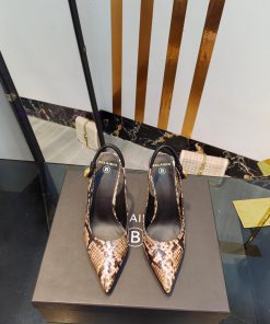Bal * Bin 2025 New Pointed High-heeled Empty Sandals Made Of Imported Snake Patterned Cowhide W hlelqhf6