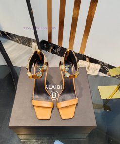 The New Bal * Bin 2025 Square Toe High-heeled Sandals Are Made Of Imported Cowhide Which Looks ybtznhdn