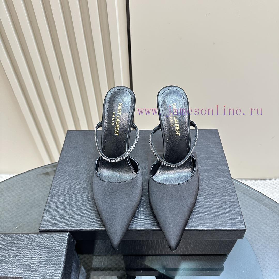 SAIN * LAURENT2025 New Spring/Summer Collection With Square Buckle High Heels Sandals Pointed H um5ob9ut