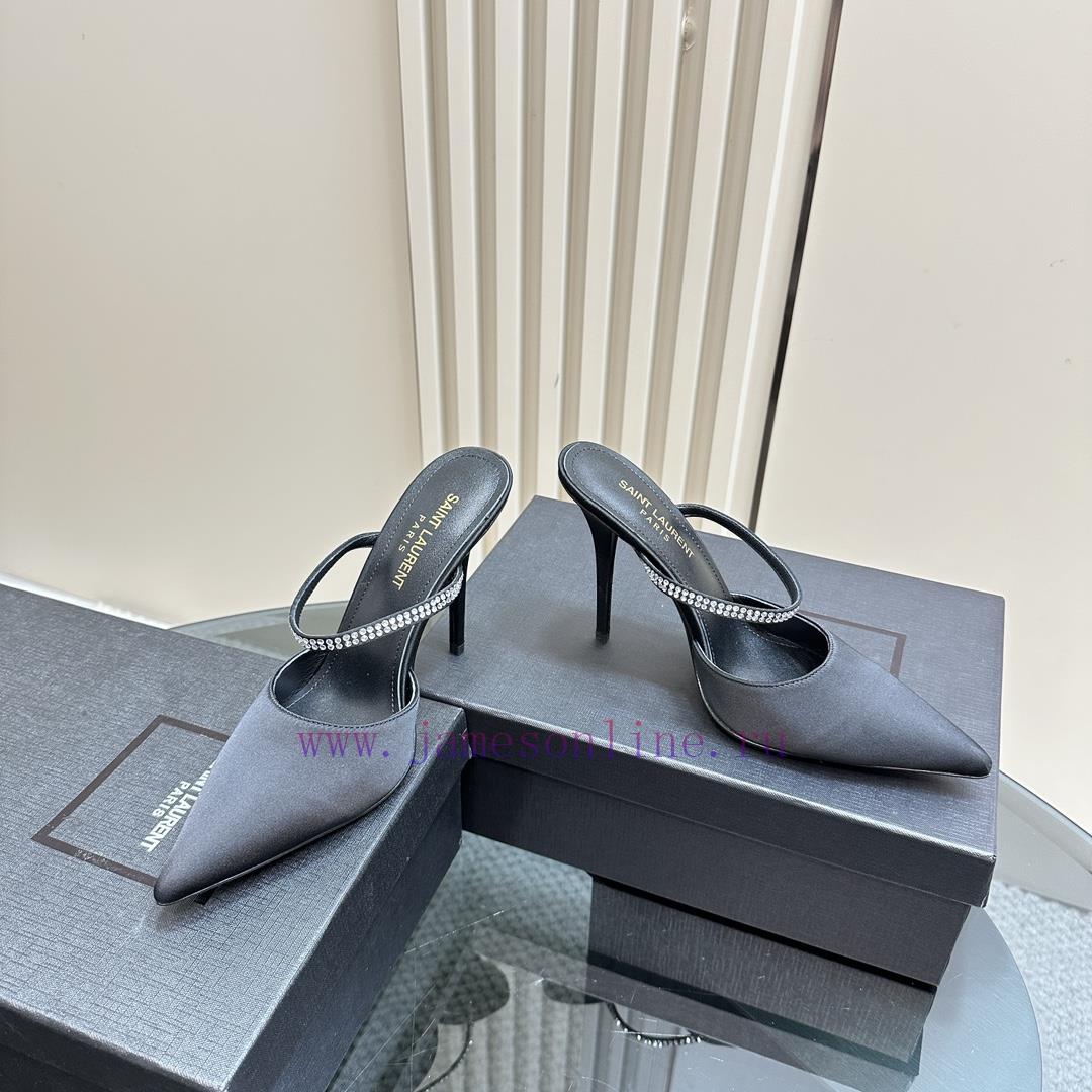 SAIN * LAURENT2025 New Spring/Summer Collection With Square Buckle High Heels Sandals Pointed H um5ob9ut - Image 5