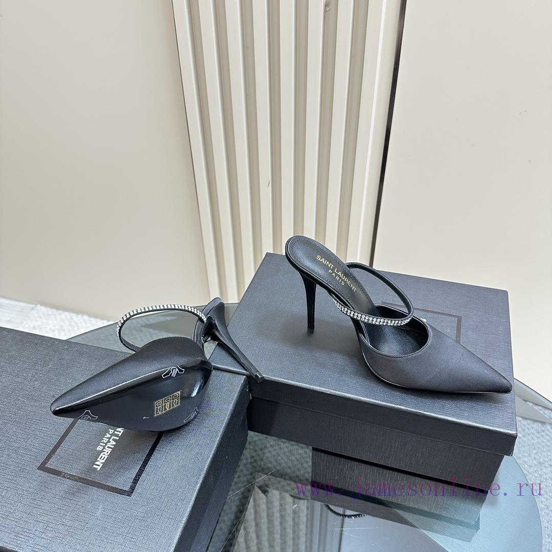 SAIN * LAURENT2025 New Spring/Summer Collection With Square Buckle High Heels Sandals Pointed H um5ob9ut - Image 6