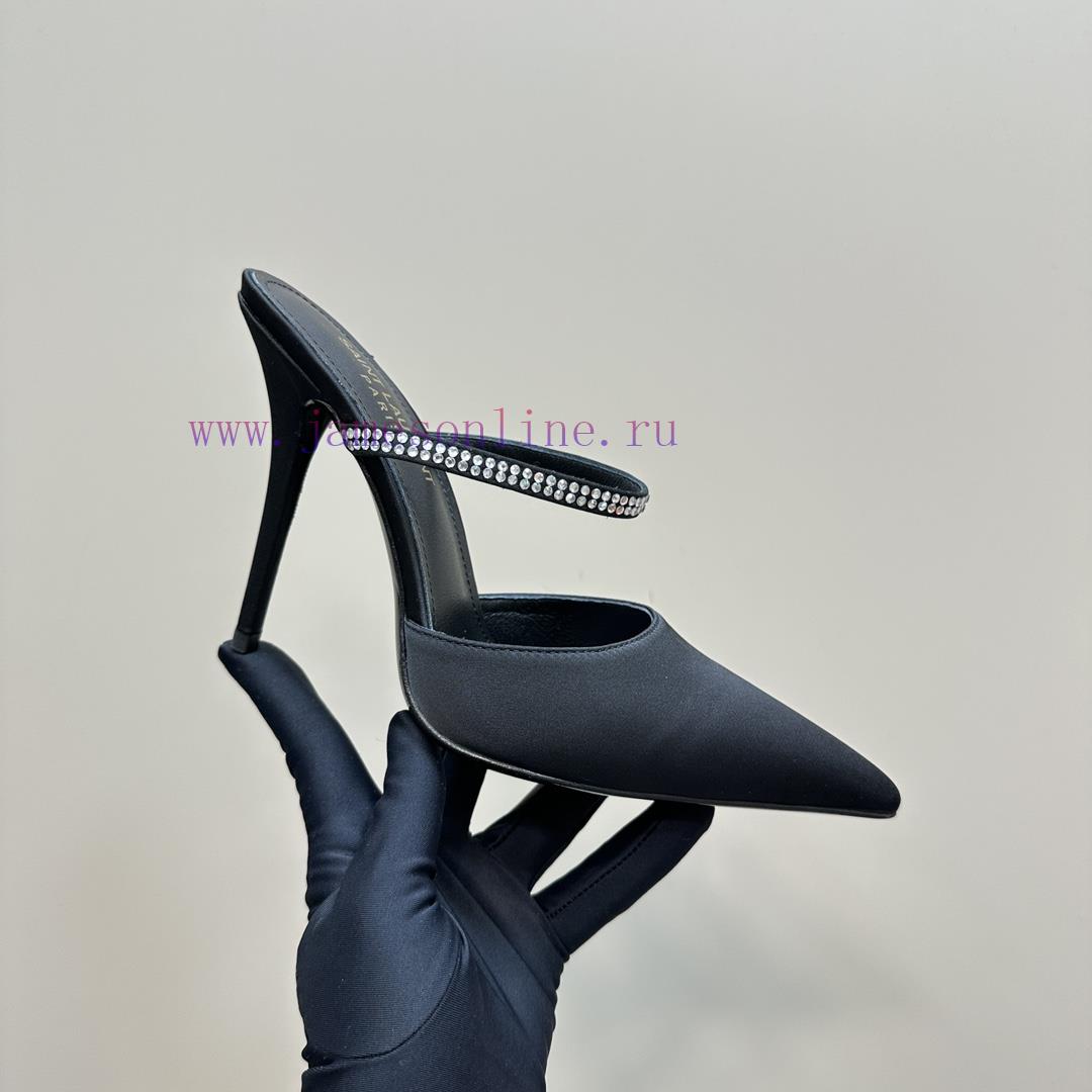 SAIN * LAURENT2025 New Spring/Summer Collection With Square Buckle High Heels Sandals Pointed H um5ob9ut - Image 7