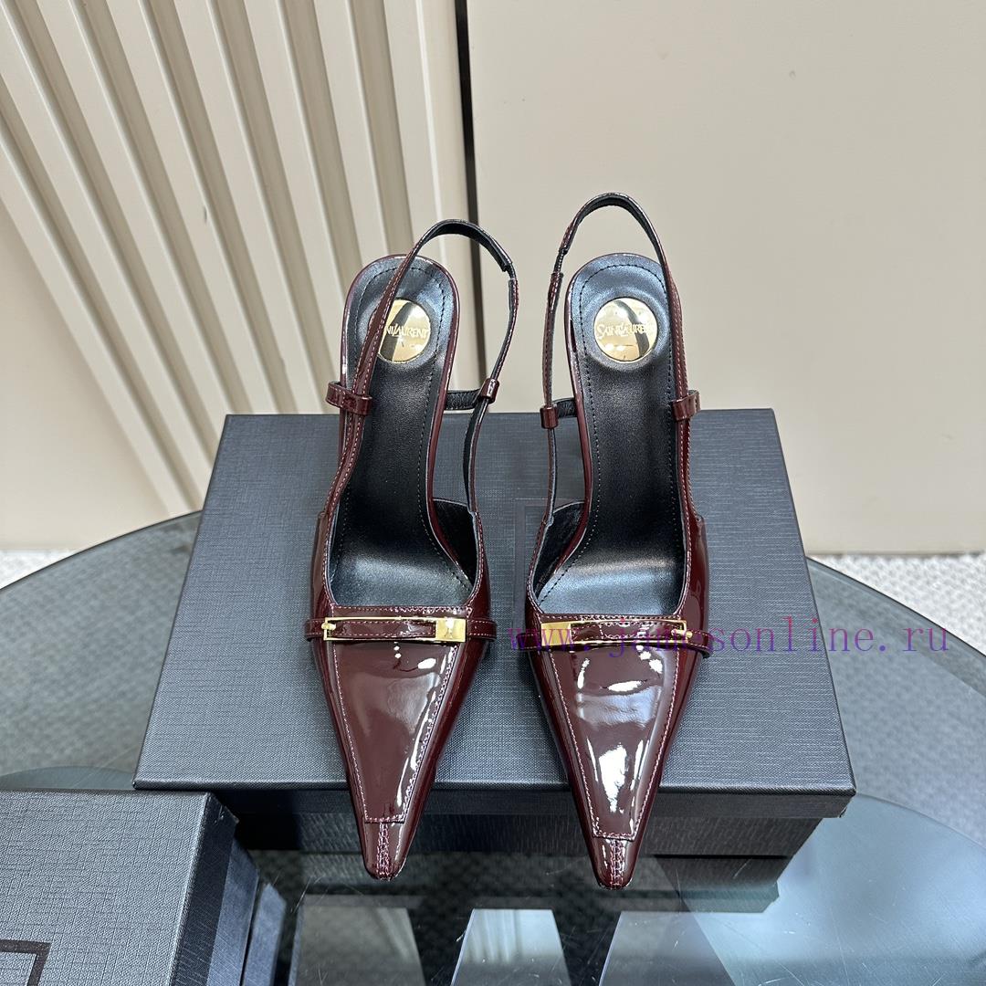 SAIN * LAURENT2025 New Spring/Summer Collection With Square Buckle High Heels Sandals Pointed H 0k3xk26j - Image 2