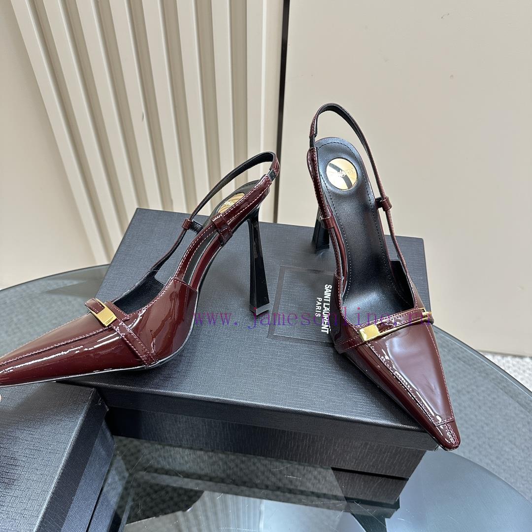SAIN * LAURENT2025 New Spring/Summer Collection With Square Buckle High Heels Sandals Pointed H 0k3xk26j - Image 3