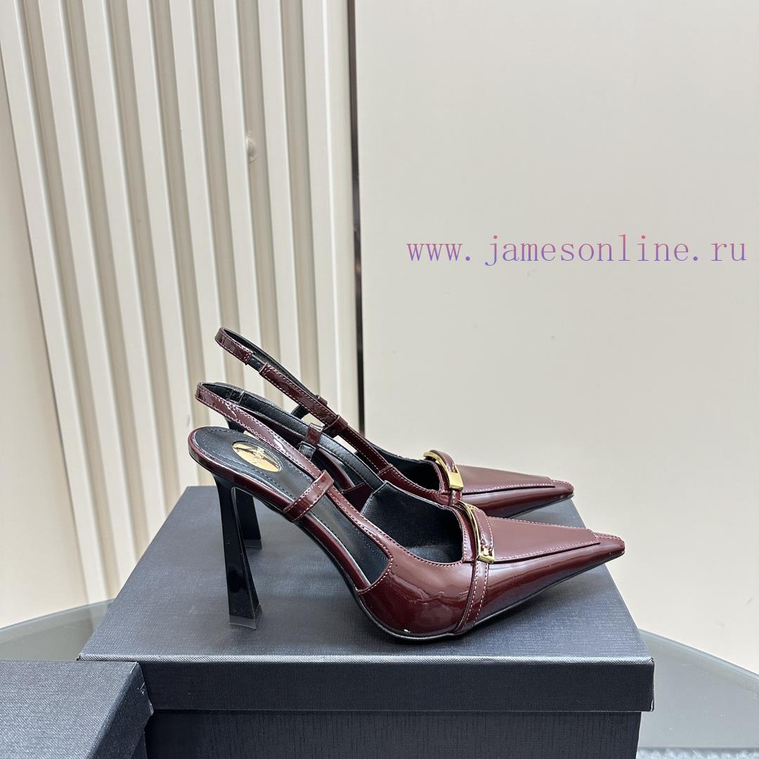 SAIN * LAURENT2025 New Spring/Summer Collection With Square Buckle High Heels Sandals Pointed H 0k3xk26j - Image 4