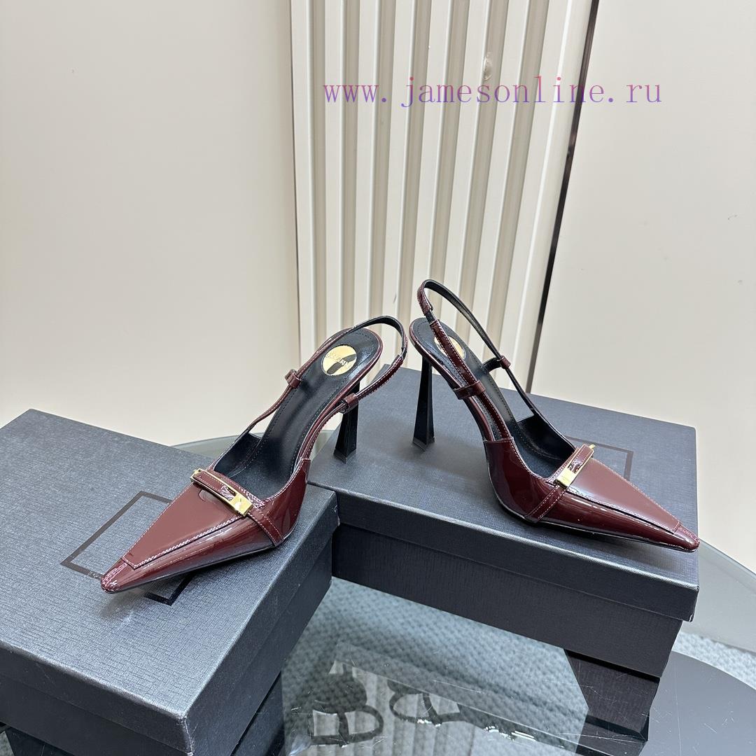 SAIN * LAURENT2025 New Spring/Summer Collection With Square Buckle High Heels Sandals Pointed H 0k3xk26j - Image 5