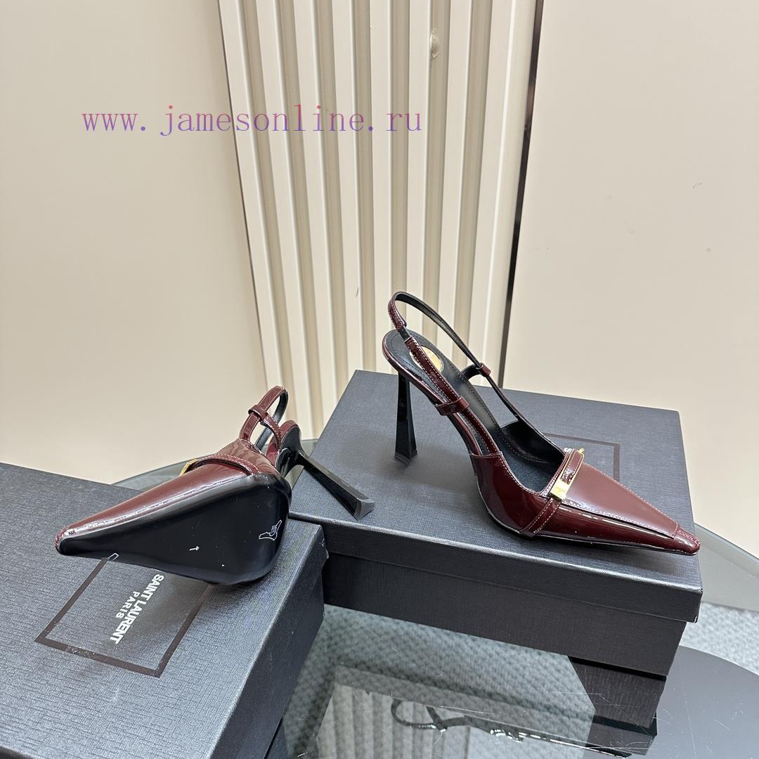 SAIN * LAURENT2025 New Spring/Summer Collection With Square Buckle High Heels Sandals Pointed H 0k3xk26j - Image 6