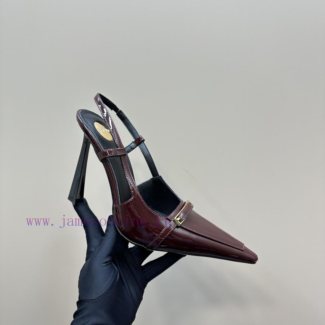 SAIN * LAURENT2025 New Spring/Summer Collection With Square Buckle High Heels Sandals Pointed H 0k3xk26j - Image 7