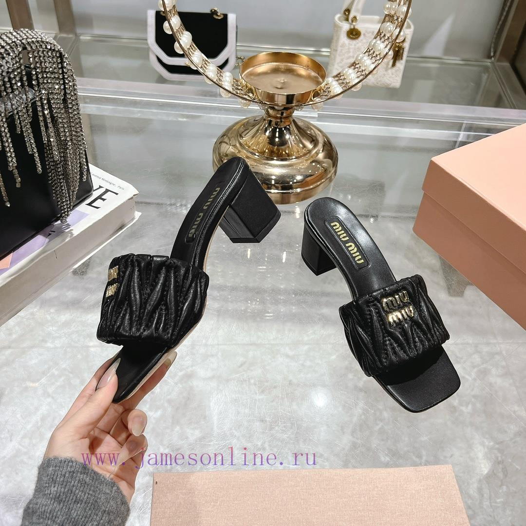 25Miumi * Spring/Summer New Sheepskin Sandals And Slippers Top Zp Development Original Edition upbawy4z - Image 7