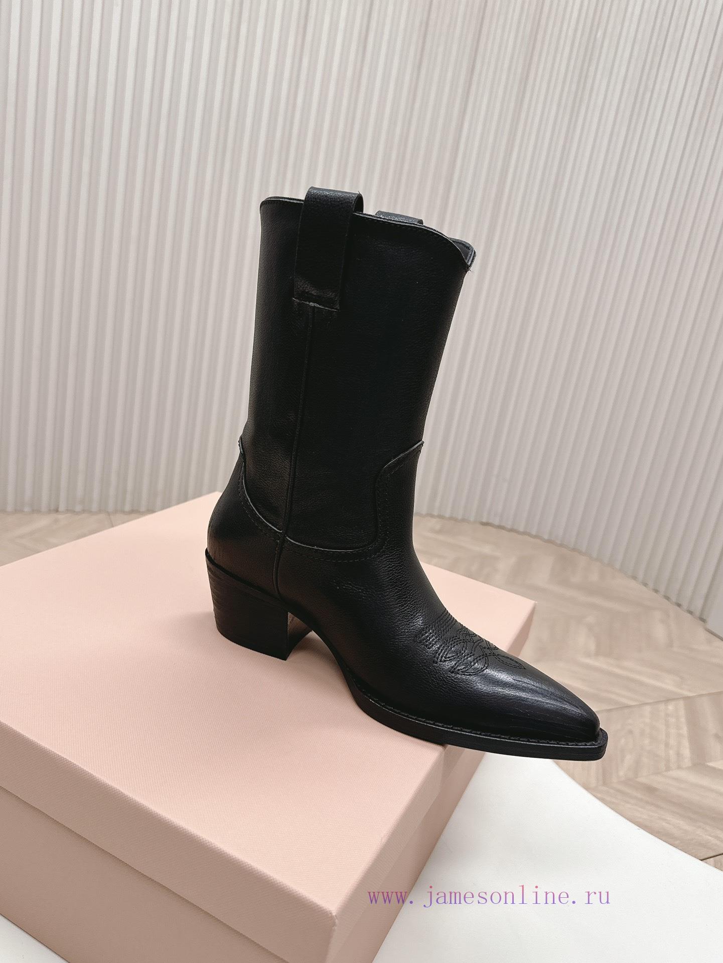 Miumiu FW25 New Arrival~Miu Miu Spring Show Boots Four Seasons Boots New Product Retro Classic 5v0b932q - Image 5