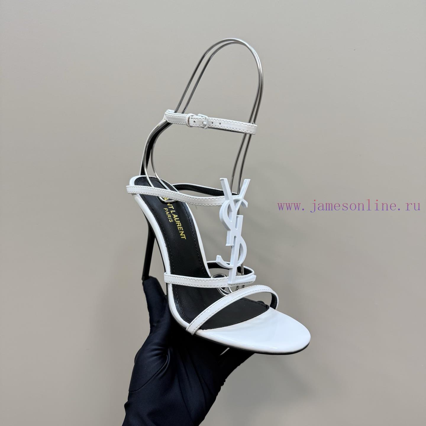 Saint Laurent YSL Popular High-heeled Sandals With Metal Logo. Top Quality Sandals Imported Cow car0mxcb - Image 8