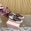 MiuMiu 2025 Brushed Lace Up Chicken Eye Flat Bean Shoes——————————Show Off New Styles Vintage Le 4nef6pq9