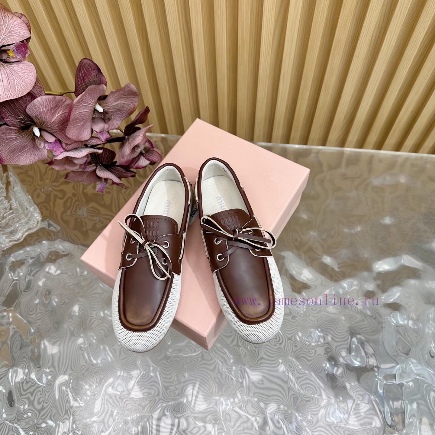 MiuMiu 2025 Brushed Lace Up Chicken Eye Flat Bean Shoes——————————Show Off New Styles Vintage Le 4nef6pq9 - Image 4