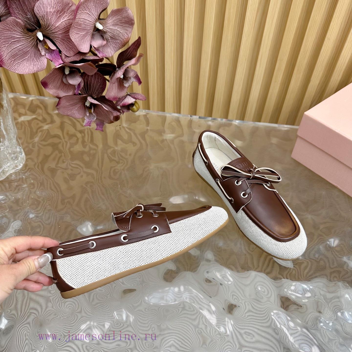 MiuMiu 2025 Brushed Lace Up Chicken Eye Flat Bean Shoes——————————Show Off New Styles Vintage Le 4nef6pq9 - Image 9