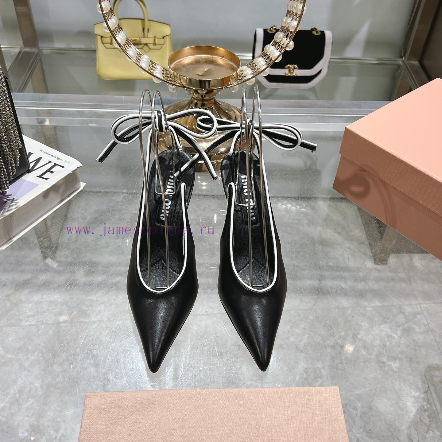 Original One To One Remake Top Miu Miu 25 Spring/Summer/Pointed High Heels Back Empty Strap San wrcpc99t - Image 2