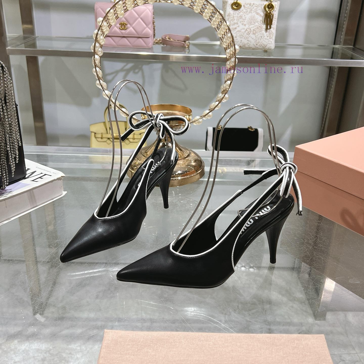 Original One To One Remake Top Miu Miu 25 Spring/Summer/Pointed High Heels Back Empty Strap San wrcpc99t - Image 4