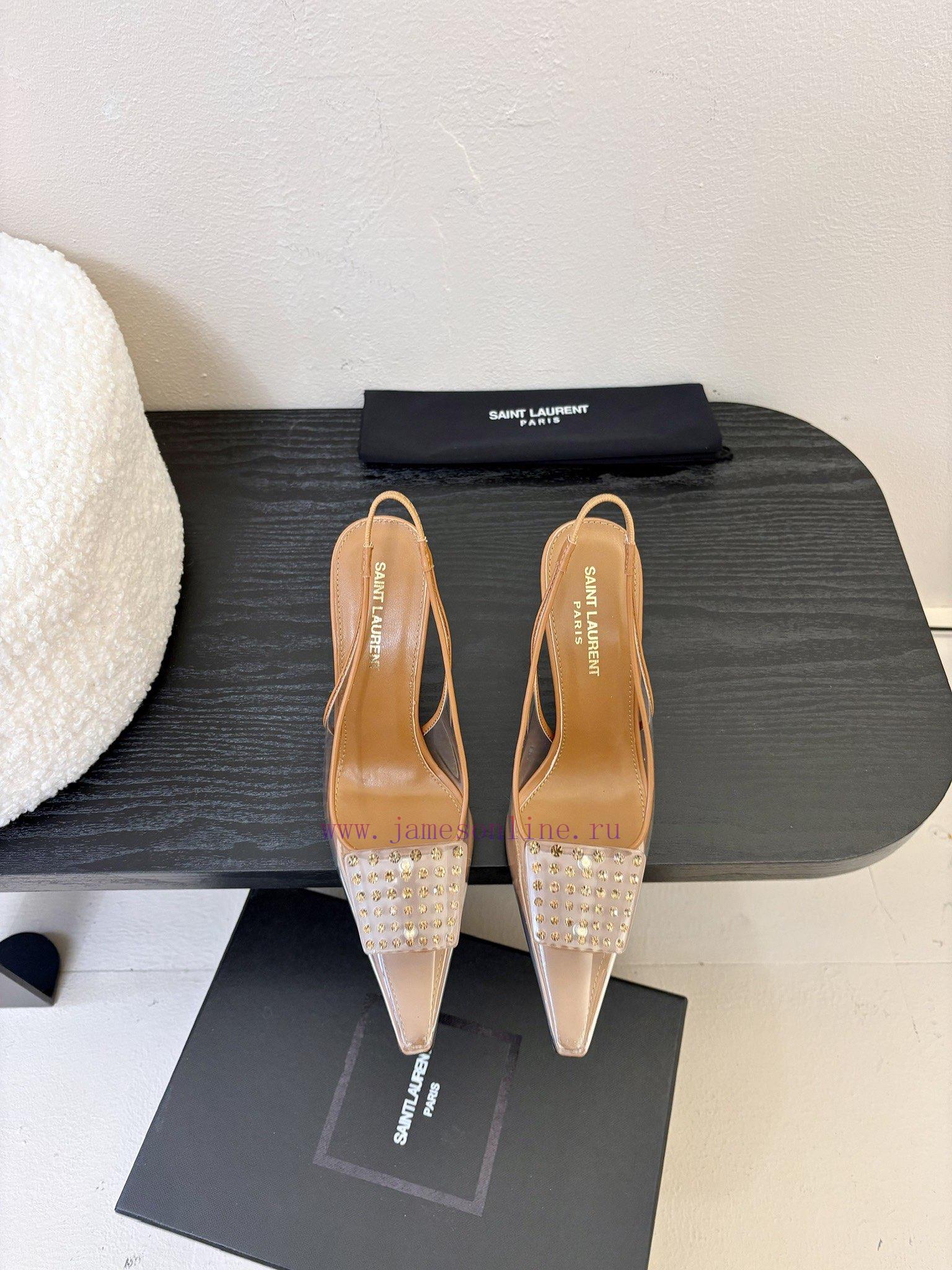 SAINT LAUREN 25/Spring/Summer Hot Square Buckle Transparent High Heels 🪽 New Square Buckle Deco 2cj4hwbb - Image 2