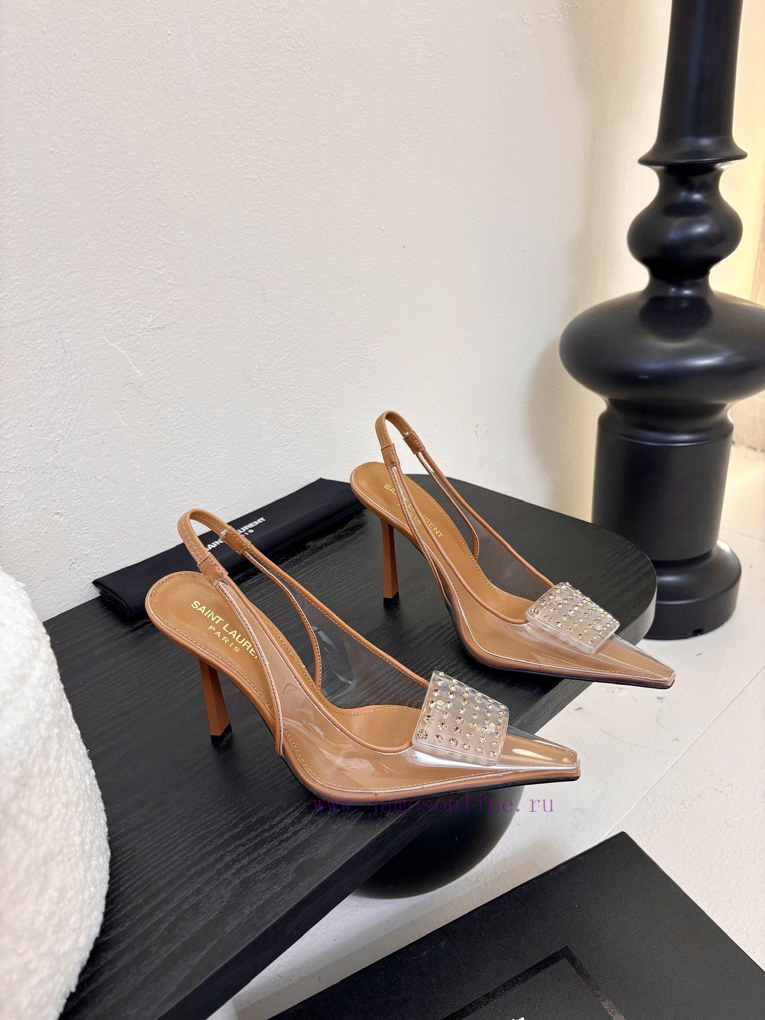 SAINT LAUREN 25/Spring/Summer Hot Square Buckle Transparent High Heels 🪽 New Square Buckle Deco 2cj4hwbb - Image 3