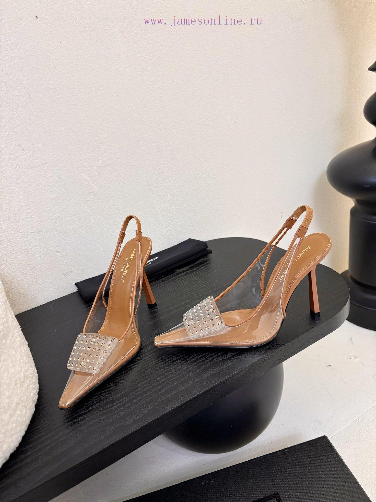 SAINT LAUREN 25/Spring/Summer Hot Square Buckle Transparent High Heels 🪽 New Square Buckle Deco 2cj4hwbb - Image 4