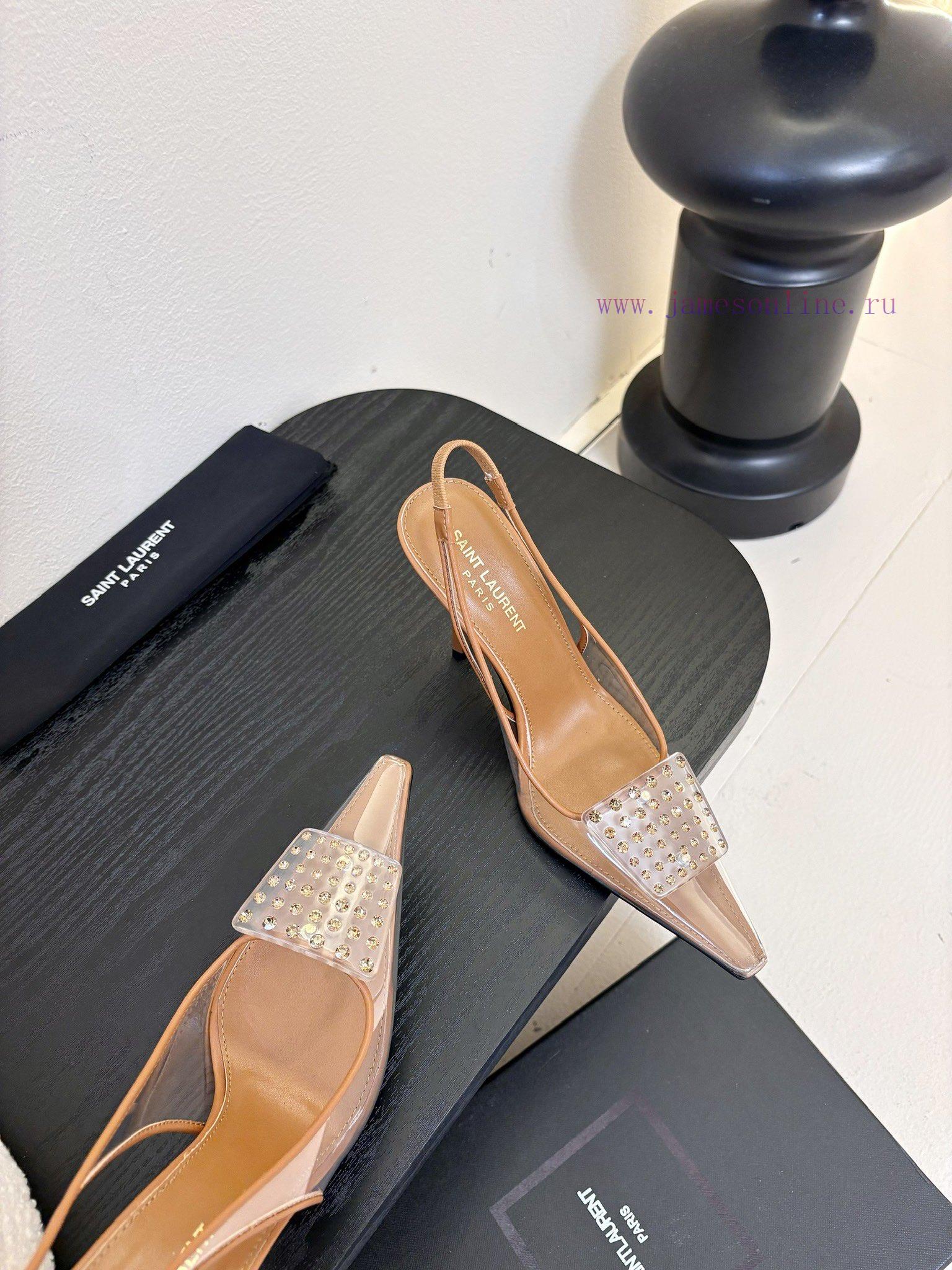 SAINT LAUREN 25/Spring/Summer Hot Square Buckle Transparent High Heels 🪽 New Square Buckle Deco 2cj4hwbb - Image 5