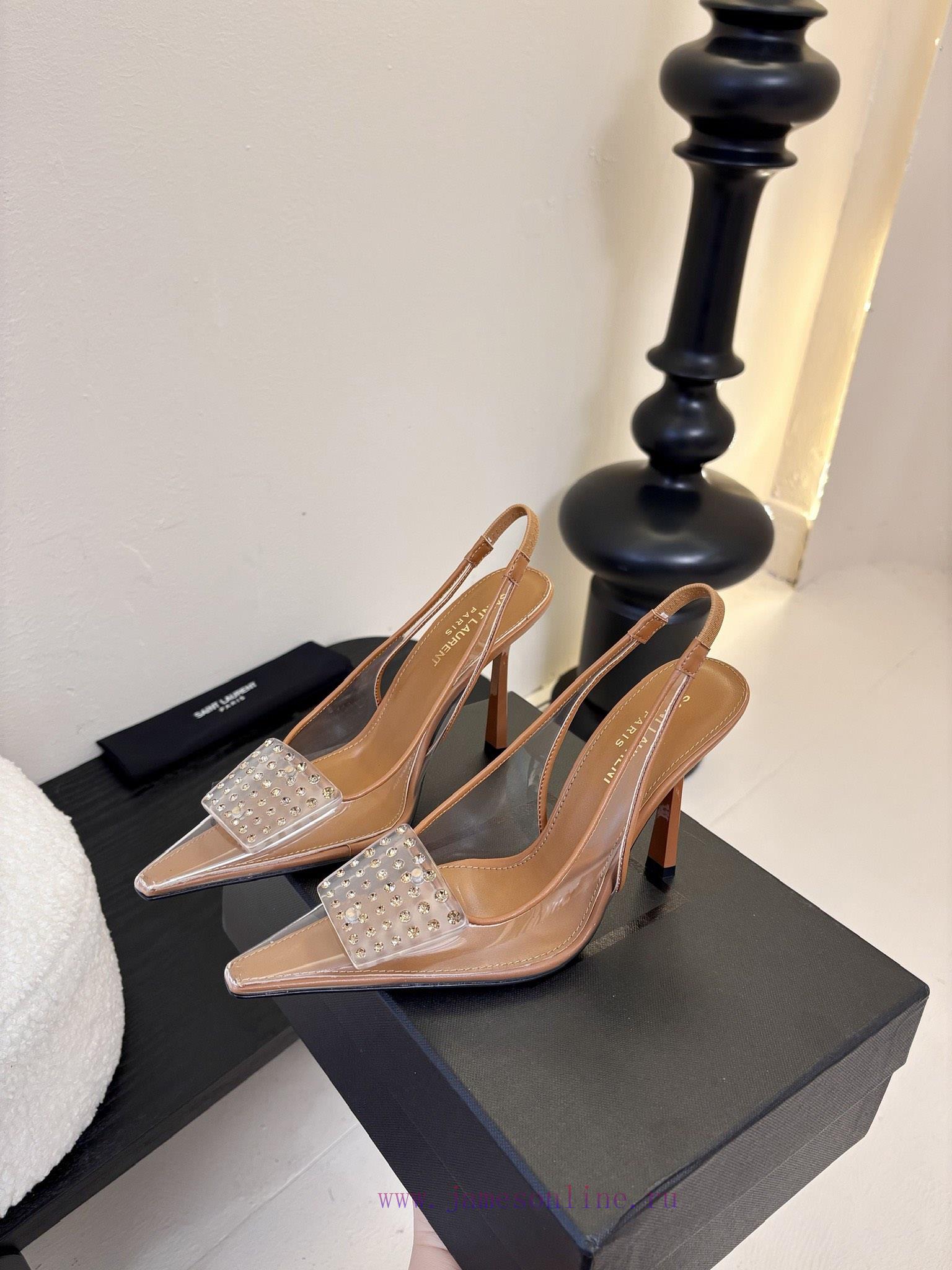 SAINT LAUREN 25/Spring/Summer Hot Square Buckle Transparent High Heels 🪽 New Square Buckle Deco 2cj4hwbb - Image 6