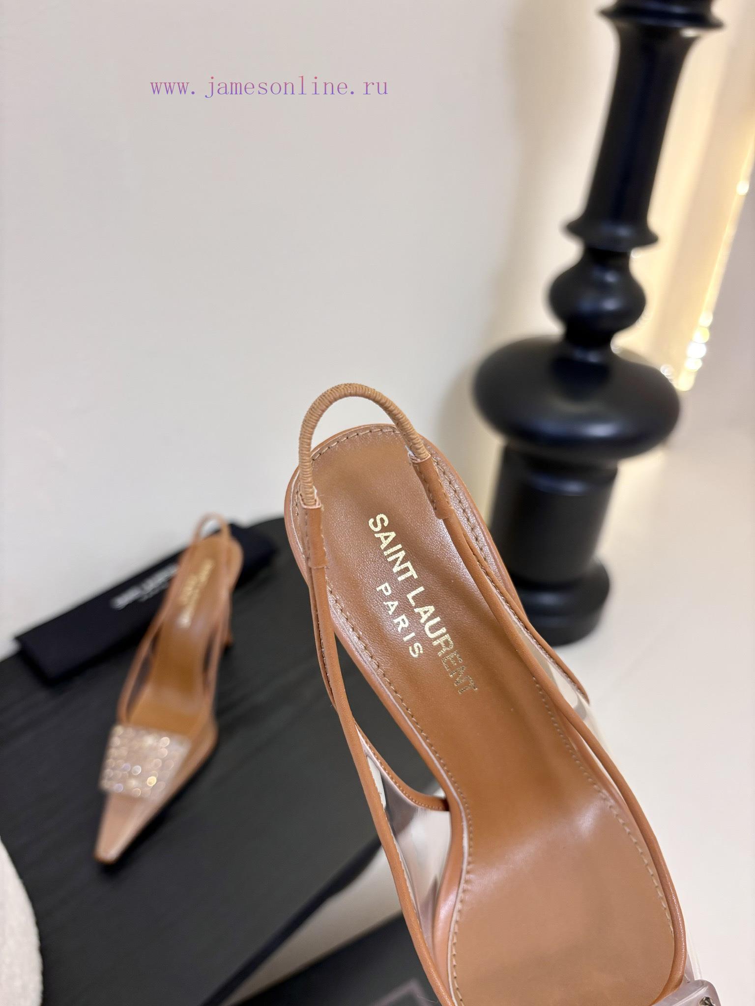 SAINT LAUREN 25/Spring/Summer Hot Square Buckle Transparent High Heels 🪽 New Square Buckle Deco 2cj4hwbb - Image 9