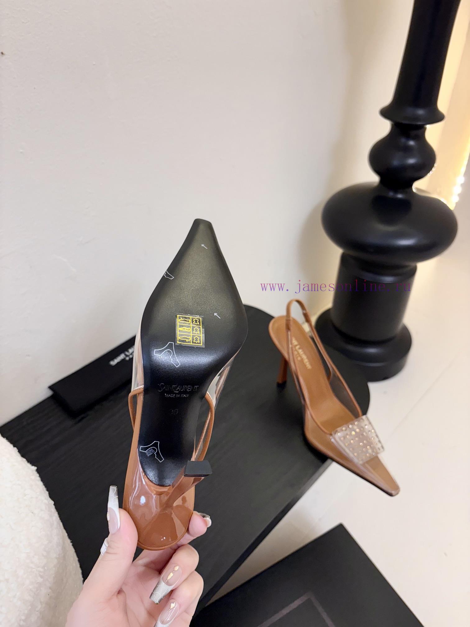 SAINT LAUREN 25/Spring/Summer Hot Square Buckle Transparent High Heels 🪽 New Square Buckle Deco 2cj4hwbb - Image 10