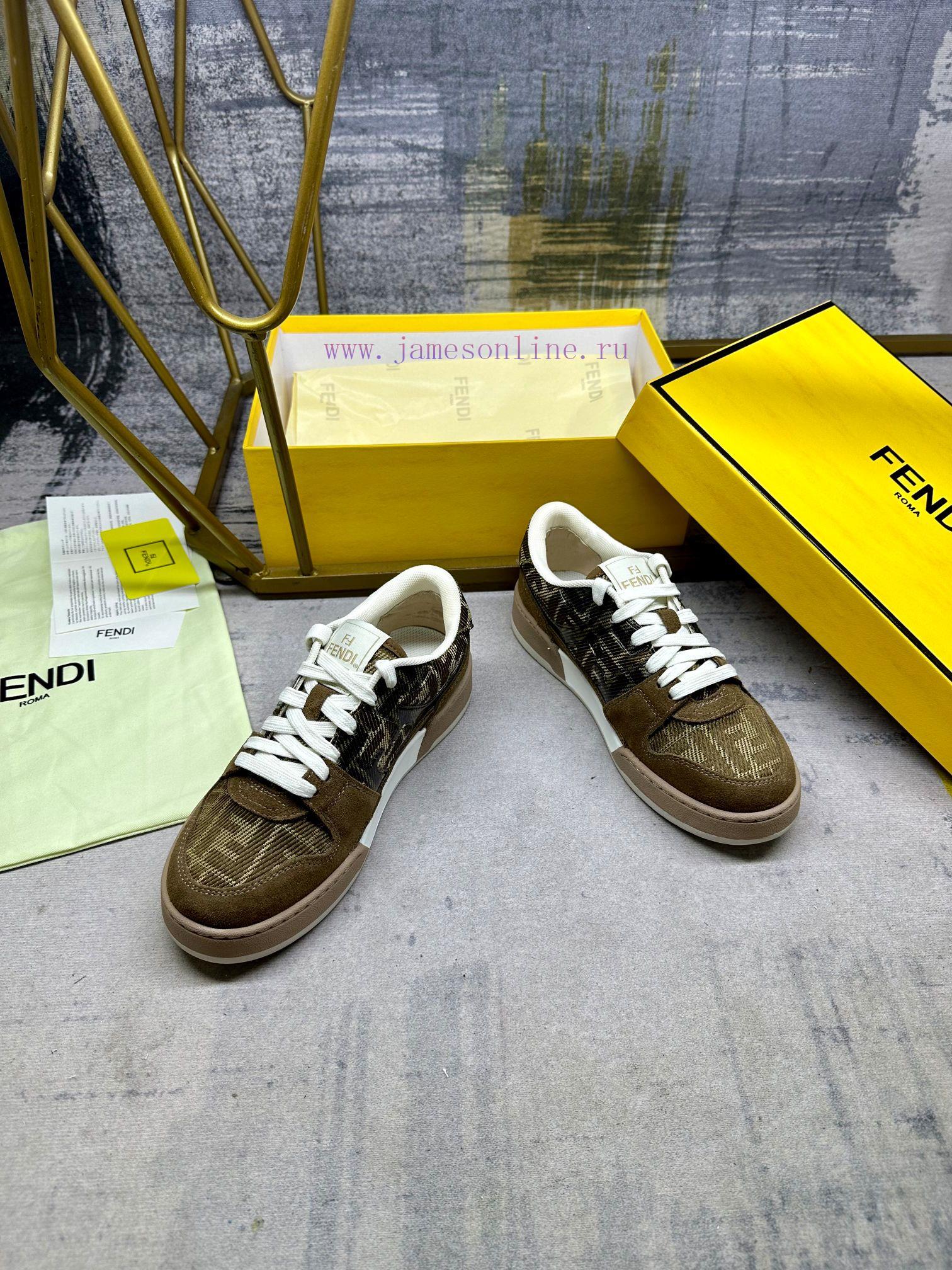 FENDI MatcHermes Comes With The Latest Sports Shoes Featuring Brown FF Jacquard Fabric And Same nzbrdair - Image 5