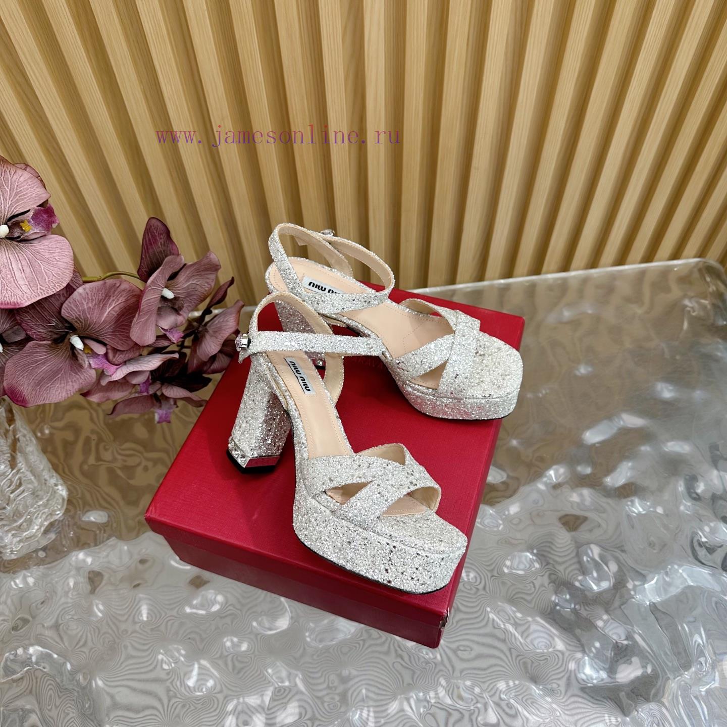 Miumiu 25s Spring/Summer New Product Waterproof Platform Thick Heel Sandals Heel Set With Spark yt5jdmqs - Image 4