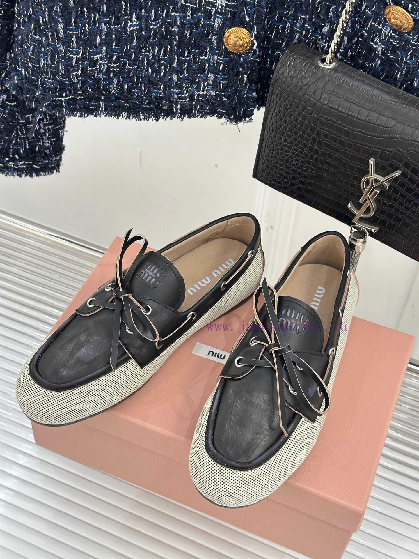 Miu Miu 25s Early Spring Retro Brush ColorLace Up Runway Style Small Leather Shoes Le Fu ShoesT w0fn92nw - Image 3
