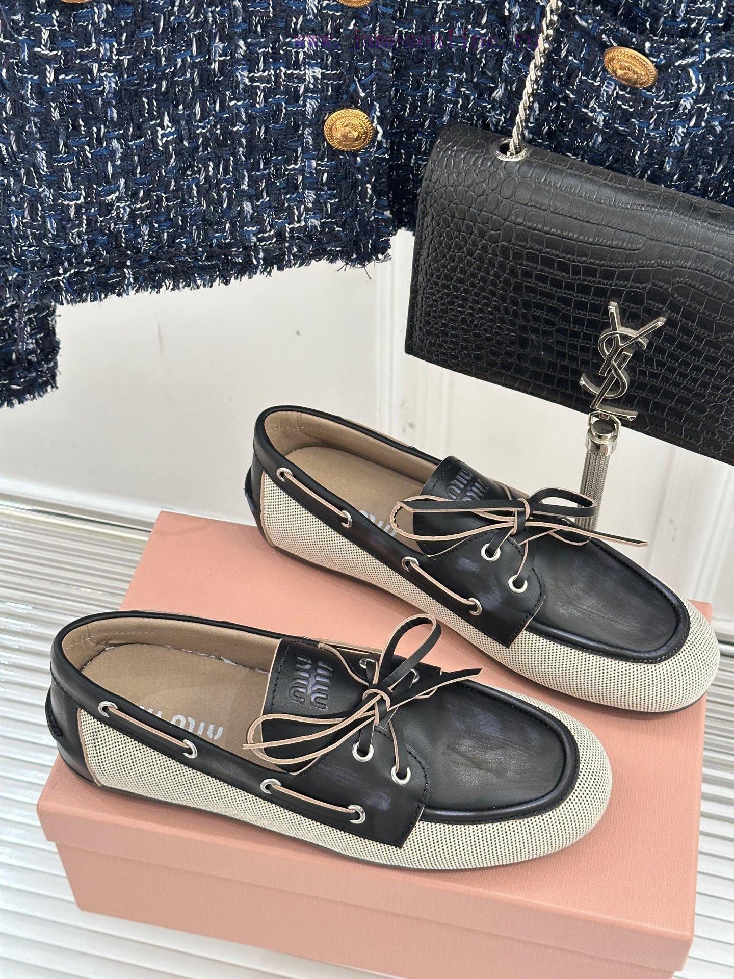 Miu Miu 25s Early Spring Retro Brush ColorLace Up Runway Style Small Leather Shoes Le Fu ShoesT w0fn92nw - Image 4