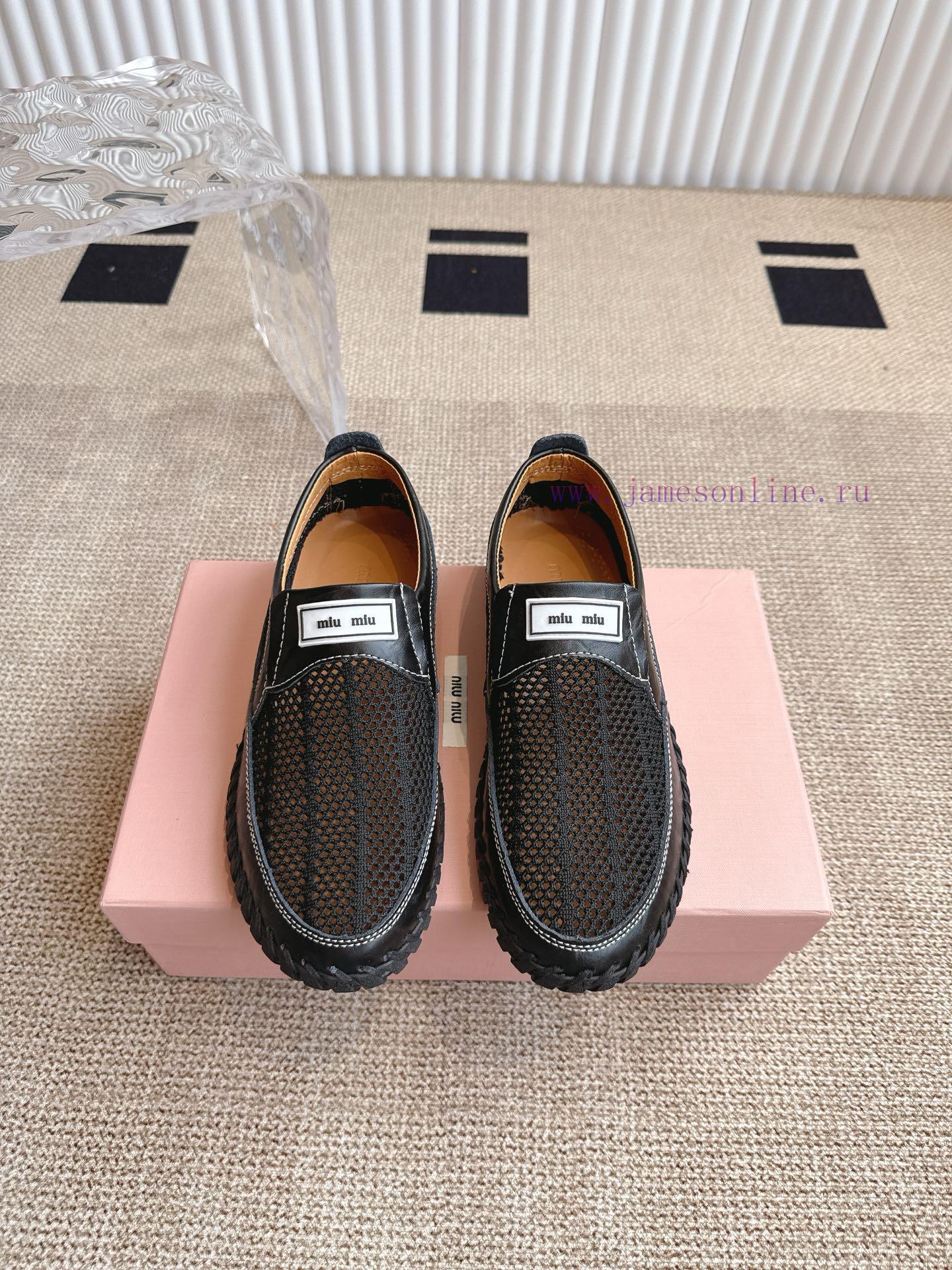 MiuMiu Miu Thin Hollow Out Casual Bean Leather ShoesOne Foot Men's Shoes Made Of Genuine Leathe ftny6wvs - Image 2