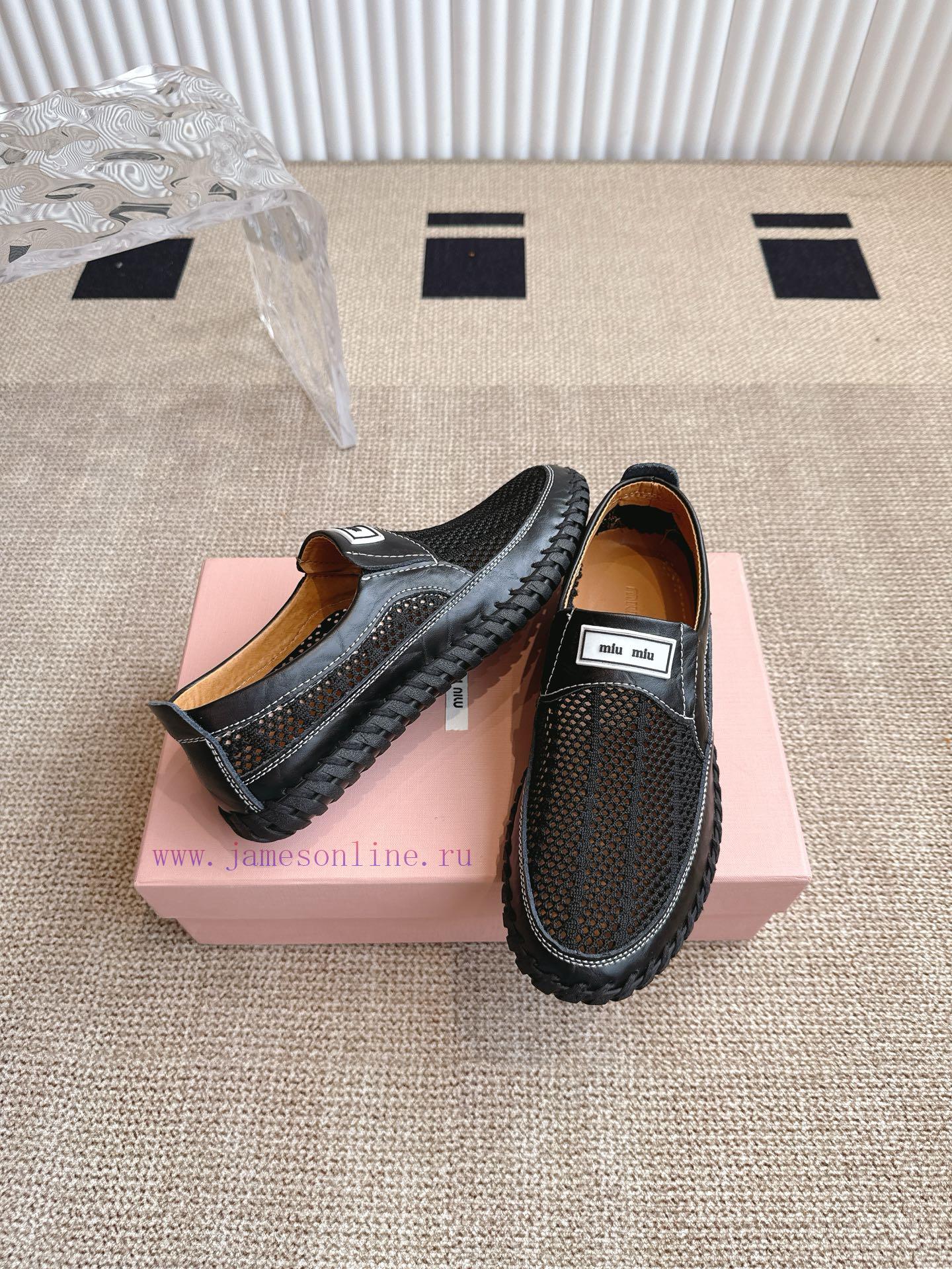 MiuMiu Miu Thin Hollow Out Casual Bean Leather ShoesOne Foot Men's Shoes Made Of Genuine Leathe ftny6wvs - Image 5